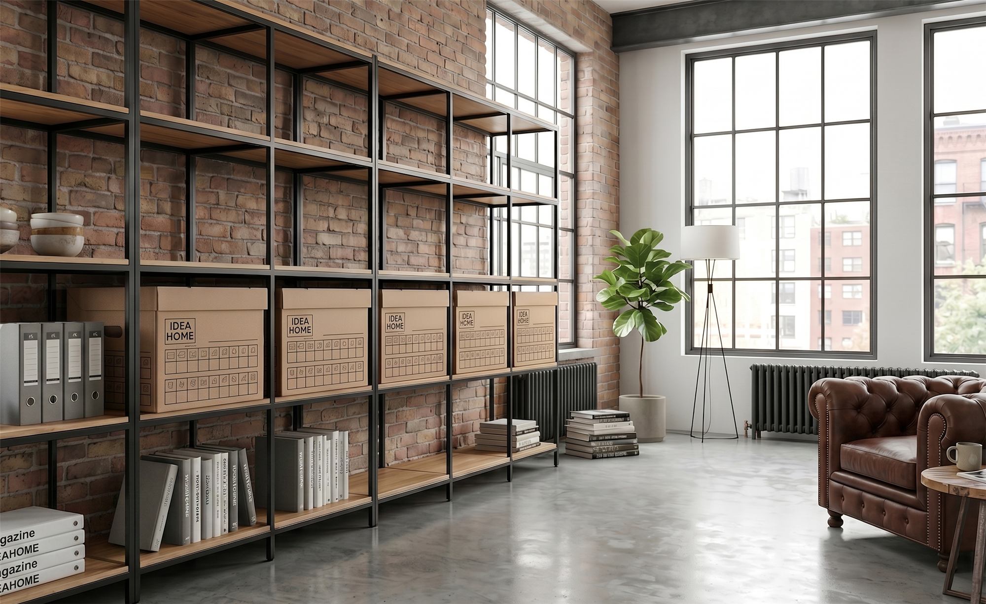 Kartony IDEA HOME na regale magazynowym